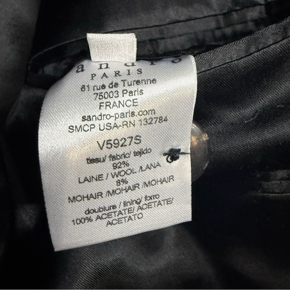 Sandro Dark Gray Patterned Wool Blazer - Picture 9 of 9